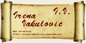 Irena Vakulović vizit kartica